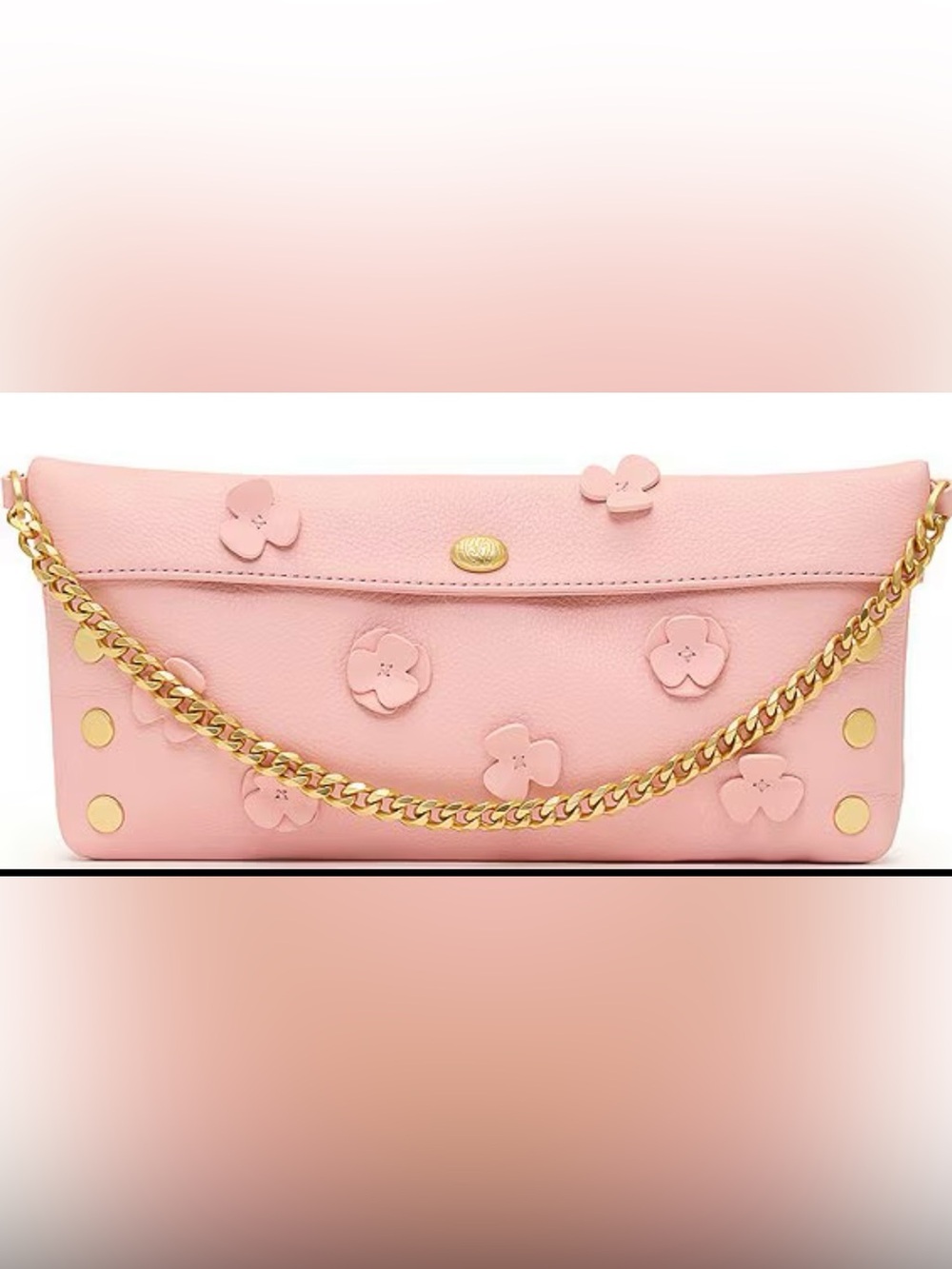 New Flamingo Pink Floral Applique Chain Handle Clutch Bag Invitation Purse - Picture 7 of 9
